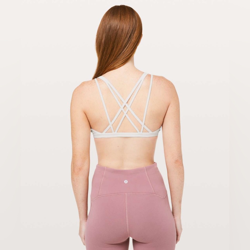 Lululemon Ease To Breathe Bra White Strappy Back Sports Bra 6
